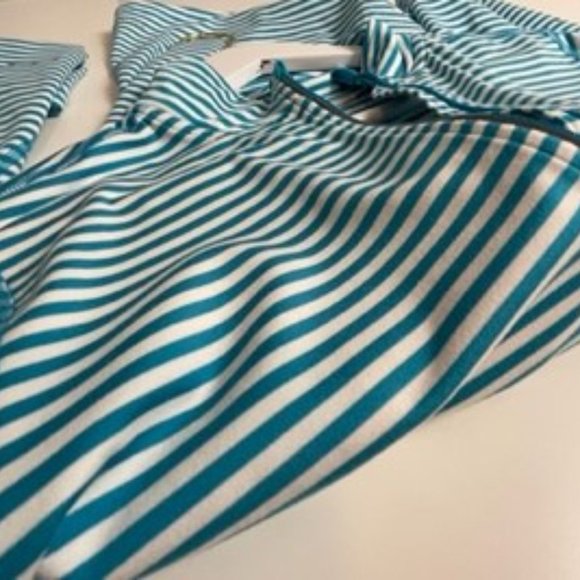 Nike Womens M Blue Dri Fit Long Sleeve Striped Pullover 1/2 Zip Thumb Hole - Picture 7 of 8